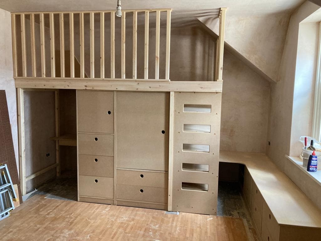 Custom built-in bed frame with integrated storage - completed project