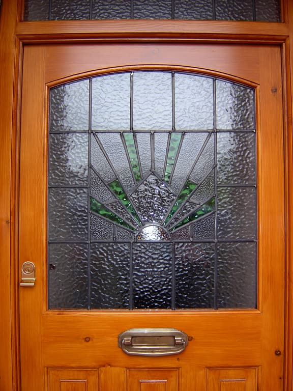 Front door with leaded glass panels