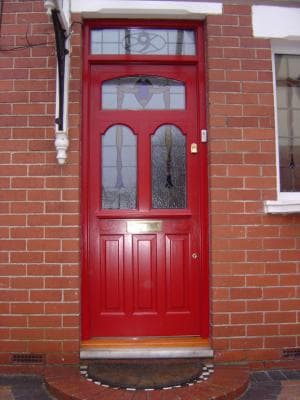 Victorian style red front door