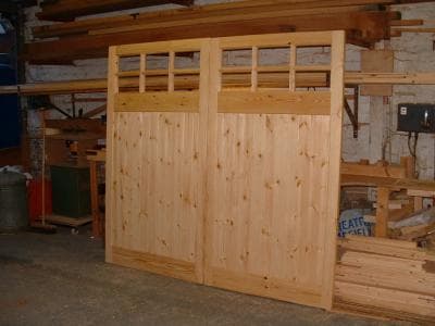 Traditional wooden garage doors