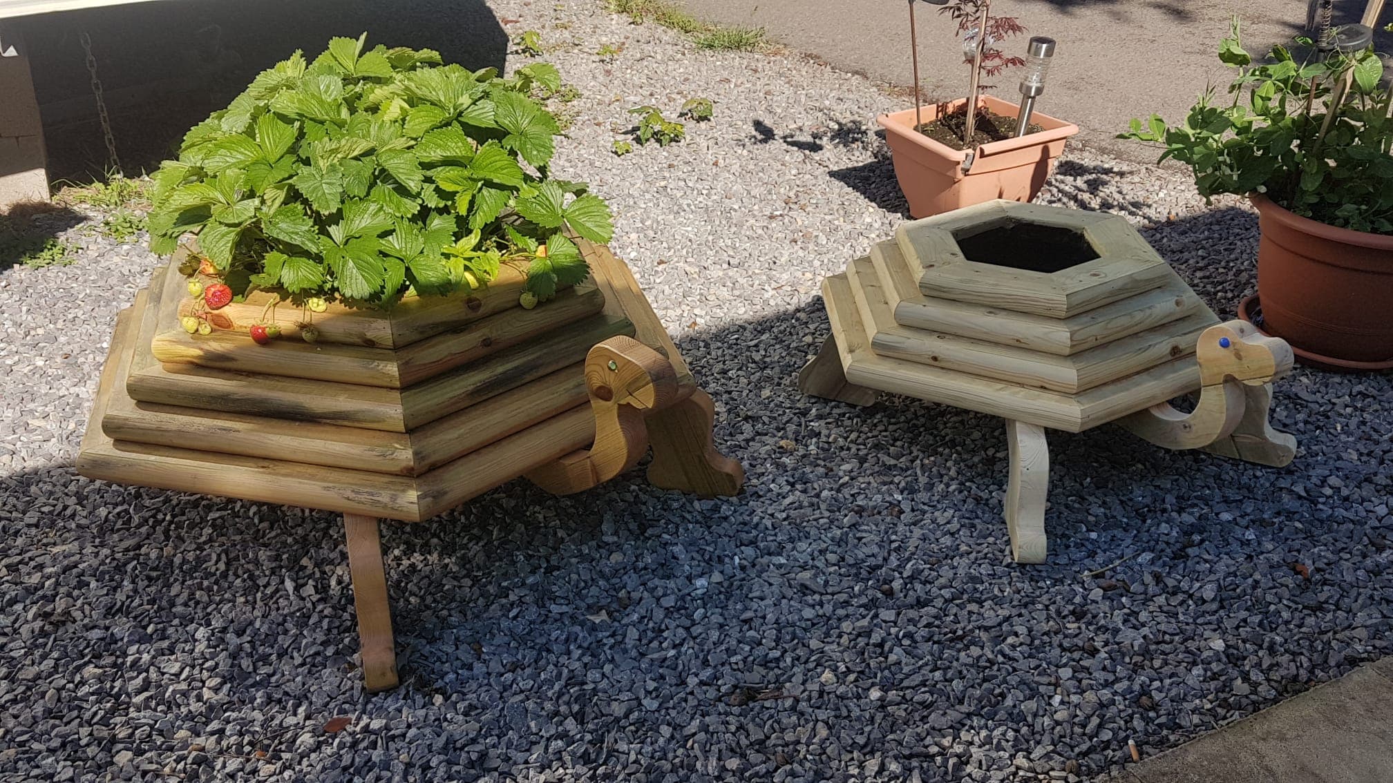 Custom wooden garden planters with tiered design